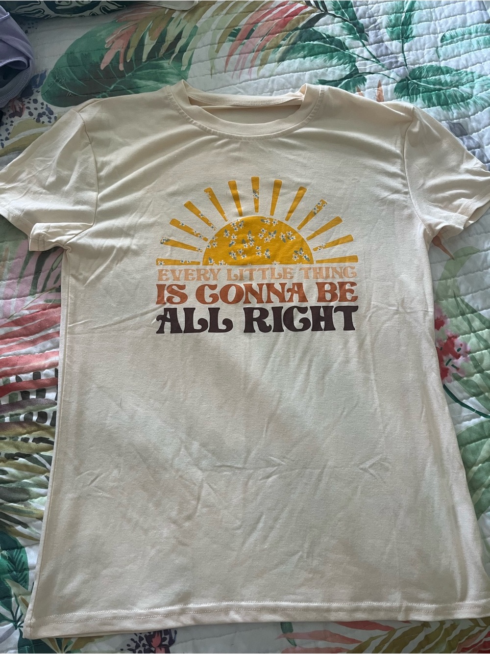 Cream Graphic Tee - "Every Little Thing Is Gonna Be All Right"
